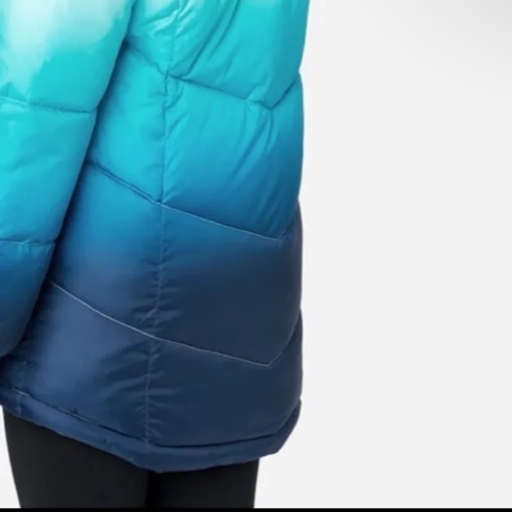NWT Anorak Puffer Coat ocean ombré turquoise blue white JUSTICE teen XL - Picture 13 of 16